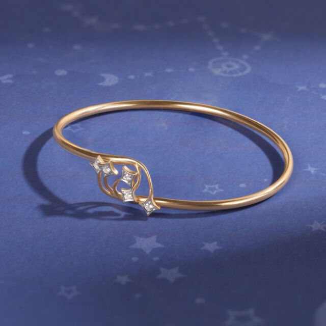 Twinkling Stars 14KT Diamond Bangle 