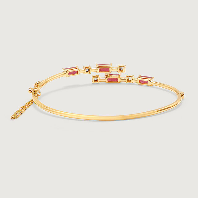 Sparkling Baguettes 14KT Ruby & Diamond Bangle