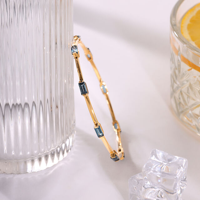 Twilight Whirl 14KT London Blue Topaz Bangle 