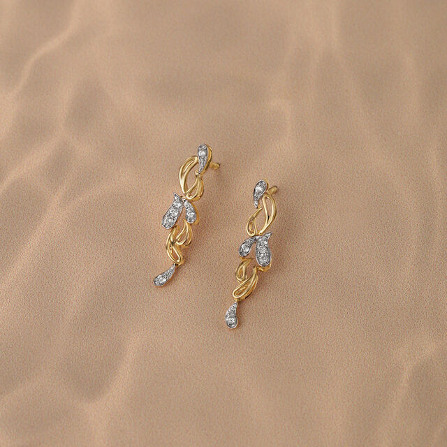 Dewdrop Cascade 18 Kt Gold & Diamond Drop Earrings 