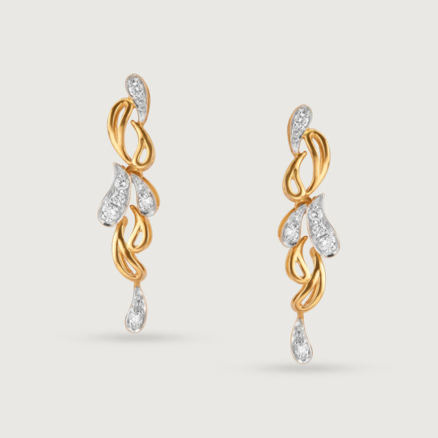 Dewdrop Cascade 18 Kt Gold & Diamond Drop Earrings 3