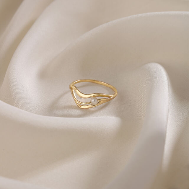 Whimsical Waves 14 Kt Gold & Pearl Ring 