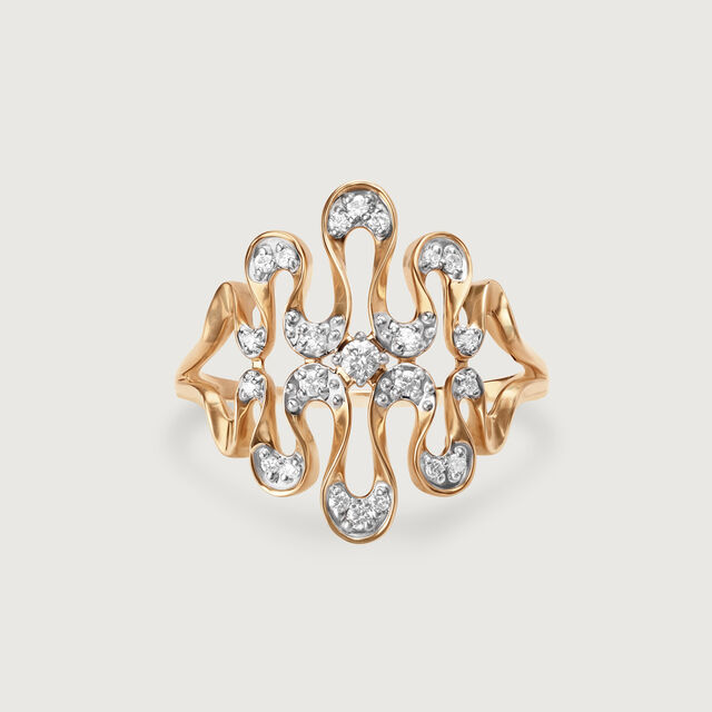 Twisting Tide 14 Kt Gold & Diamond Finger Ring 3