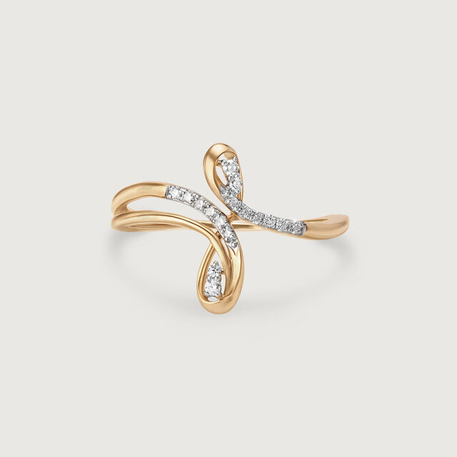 Flowing Sparkle 14 Kt Gold & Diamond Finger Ring 4