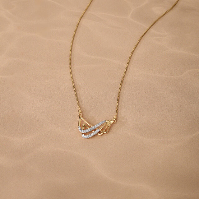 Oceans Rhythm 14 Kt Gold & Diamond Pendant with Chain 