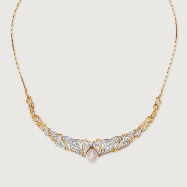 Meandering River 18KT Diamond & Pearl Necklace 4