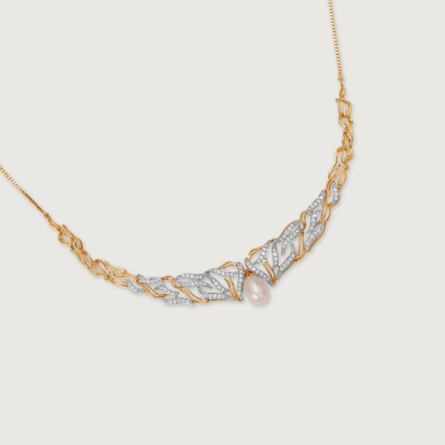 Meandering River 18KT Diamond & Pearl Necklace 5