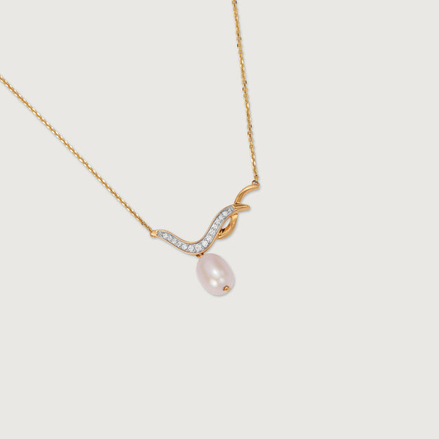 Dainty Drop 18 Kt Diamond & Pearl Necklace