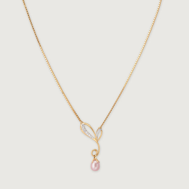 Heart Stream 14 Kt Gold & Pearl Necklace 4