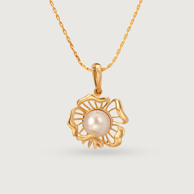 Floral Whispers 14 Kt Gold & Pearl Pendant 4