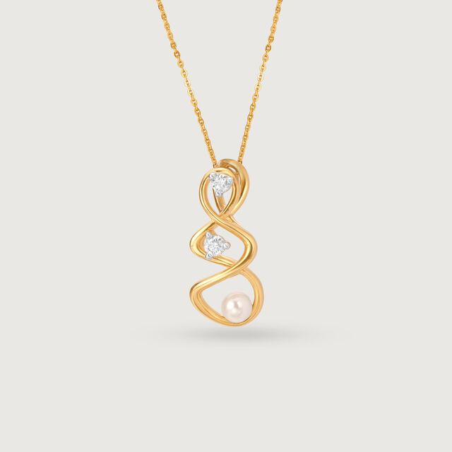 Lively Twist 18KT Diamond & Pearl Pendant 3