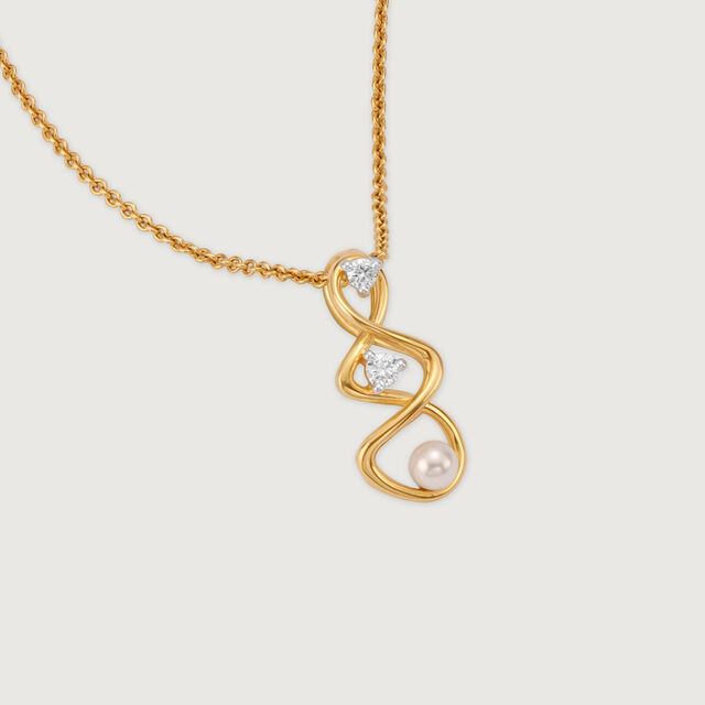 Lively Twist 18KT Diamond & Pearl Pendant 4