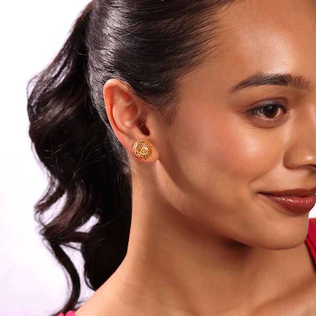 Artisanal Odyssey 22KT Gold Stud Earrings 2