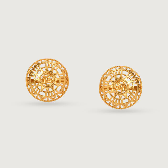 Artisanal Odyssey 22KT Gold Stud Earrings 3