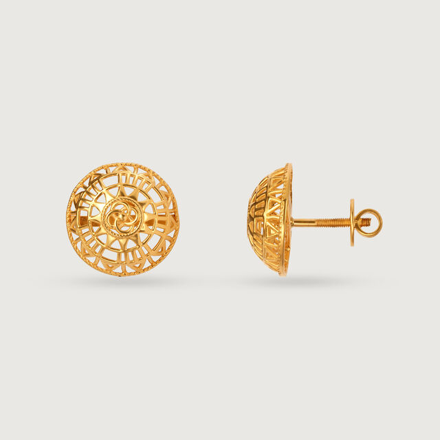Artisanal Odyssey 22KT Gold Stud Earrings 4