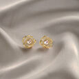 Floral Whispers 14 Kt Gold & Pearl Stud Earrings 