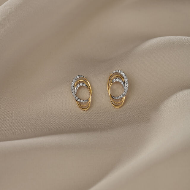 Whispering Wind 18 Kt Gold & Diamond Stud Earrings 