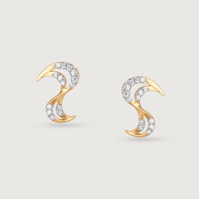 Golden Surf 18 KTGold & Diamond Stud Earrings 3