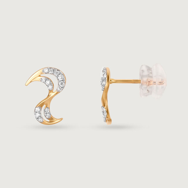 Golden Surf 18 KTGold & Diamond Stud Earrings 4