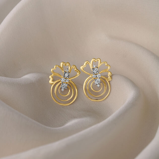 Floral Swirls 18 KTGold & Diamond Stud Earrings 