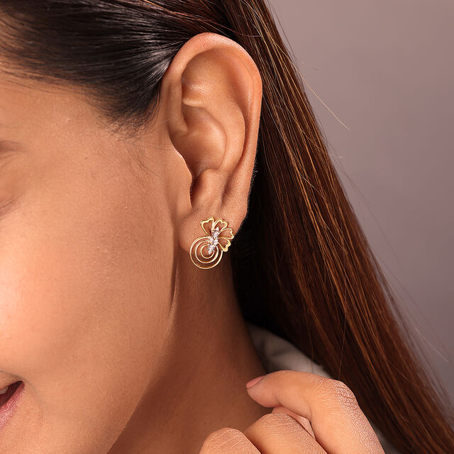 Floral Swirls 18 KTGold & Diamond Stud Earrings 2