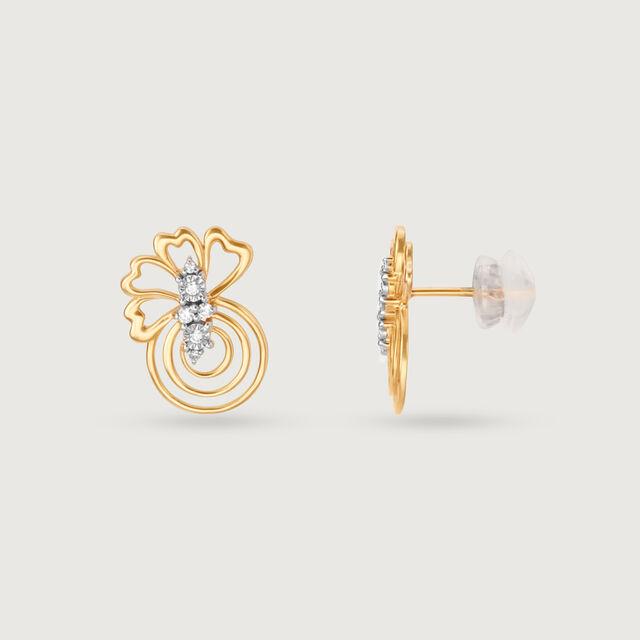 Floral Swirls 18 KTGold & Diamond Stud Earrings 4