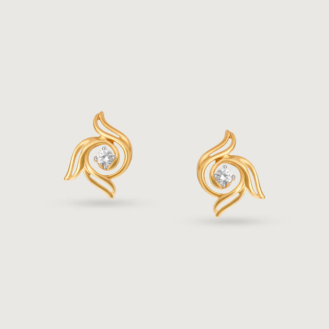 Petal Radiance 18 Kt Gold & Diamond Stud Earrings 3