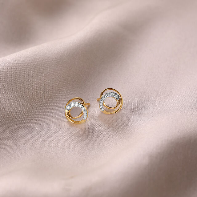 Swirl Elegance 18 KTGold & Diamond Stud Earrings 