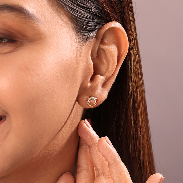Swirl Elegance 18 KTGold & Diamond Stud Earrings 2