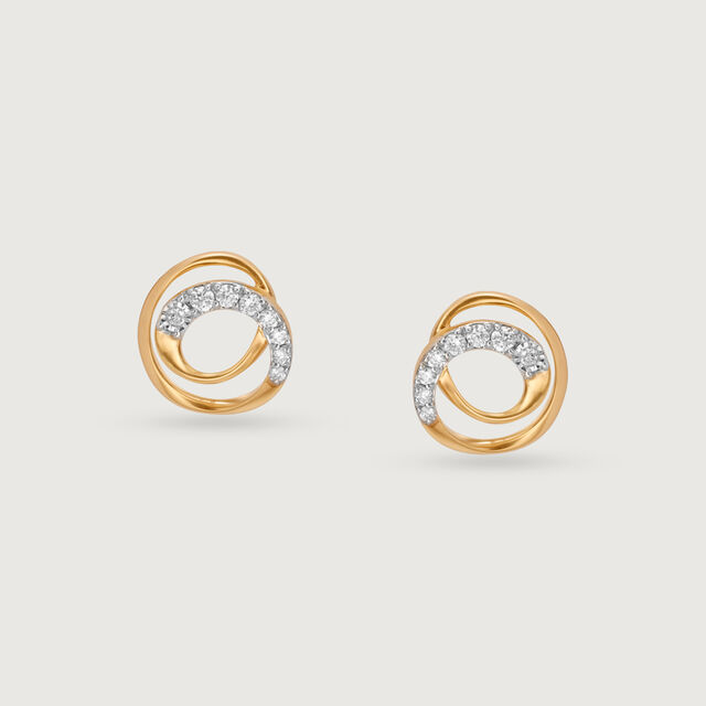 Swirl Elegance 18 KTGold & Diamond Stud Earrings 3