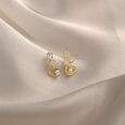Lively Twist 18KT Diamond & Pearl Stud Earrings 