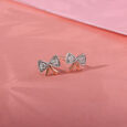 18KT Rose Gold Opulent Floral Twist Diamond Stud Earring 