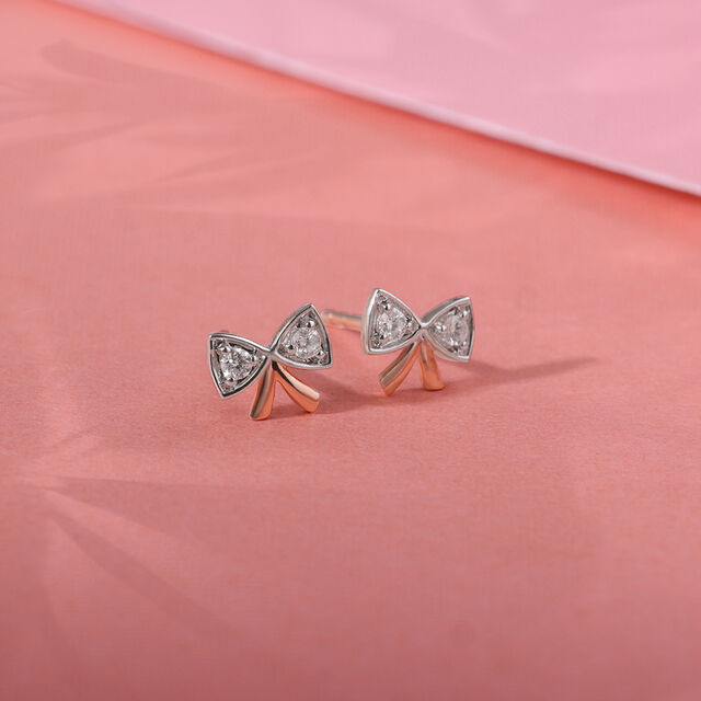 18KT Rose Gold Opulent Floral Twist Diamond Stud Earring 