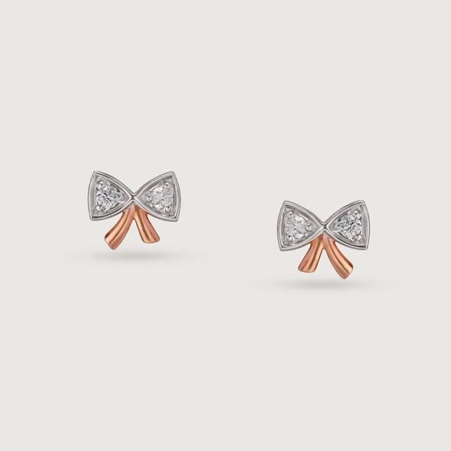 18KT Rose Gold Opulent Floral Twist Diamond Stud Earring 4