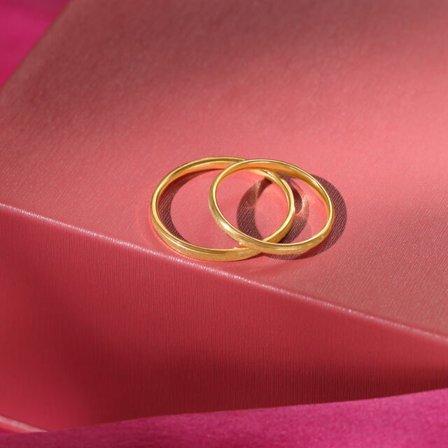 Milestone Marker Band 18KT Gold Couple Ring -Single Piece 2