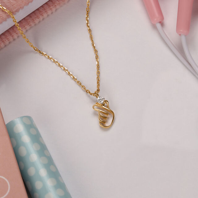 Korean Heart 14KT Yellow Gold Pendant with Chain 