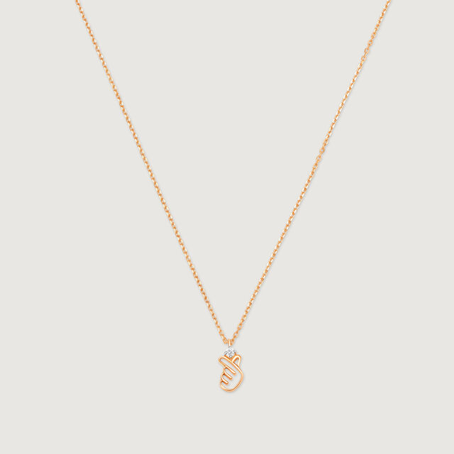 Korean Heart 14KT Yellow Gold Pendant with Chain 2
