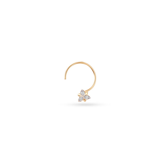 14KT Yellow Gold Gilded Blossoms Diamond Nose pin 2