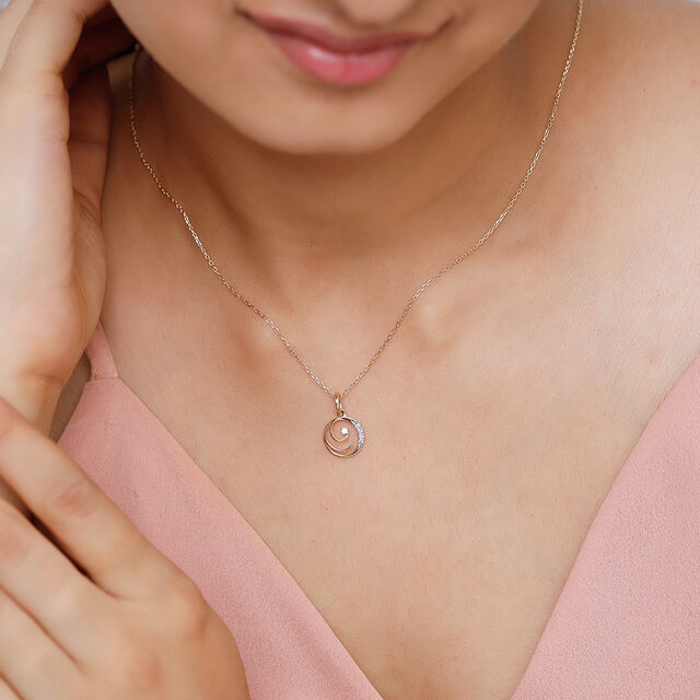 14KT Yellow Gold Glimmering Orbit Diamond Pendant 