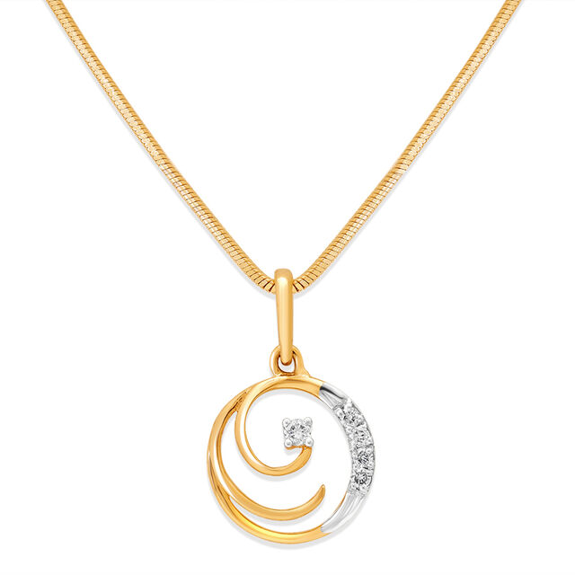 14KT Yellow Gold Glimmering Orbit Diamond Pendant 2