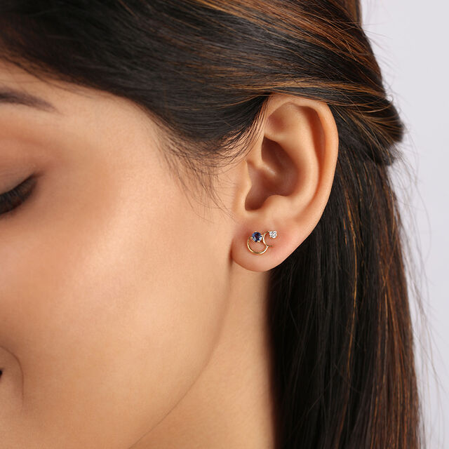 Starry Galaxies 14KT Diamond and Blue Sapphire Earrings 2