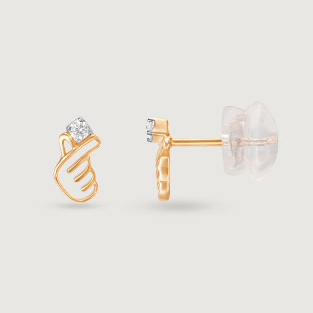 Korean Hearts 14KT Yellow Gold Stud Earrings 4