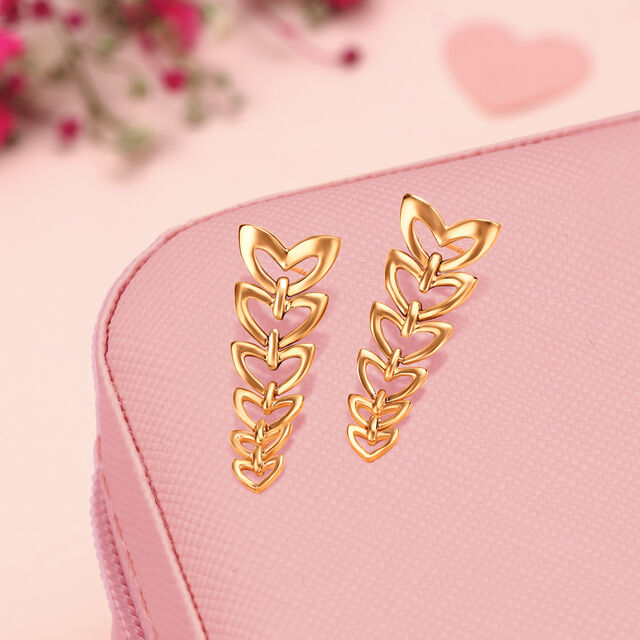Cascade of Hearts 14KT Yellow Gold Drop Earrings 
