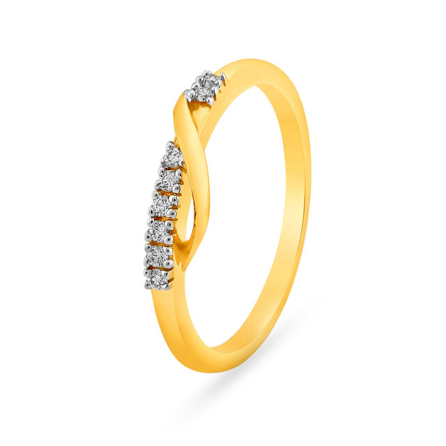 Dainty 18 Karat Gold And Diamond Finger Ring 