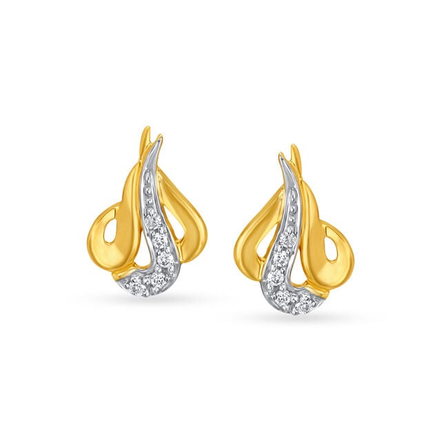 Artistic Pattern Diamond Stud Earrings,,hi-res 