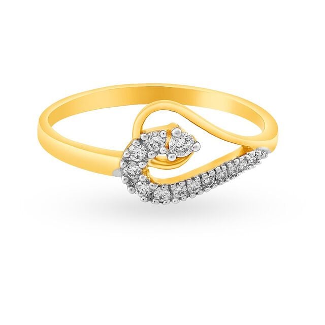 Romantic 18 Karat Yellow Gold And Diamond Heart Finger Ring 2