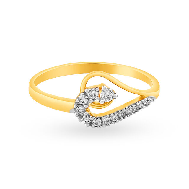 Elegant 18 Karat Gold And Diamond Finger Ring