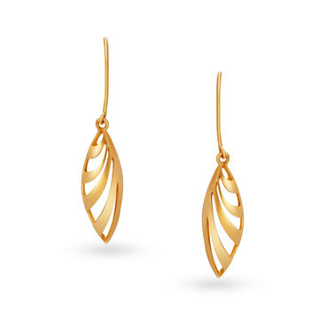 Contemporary Leaf Pattern Gold Hoop Earrings