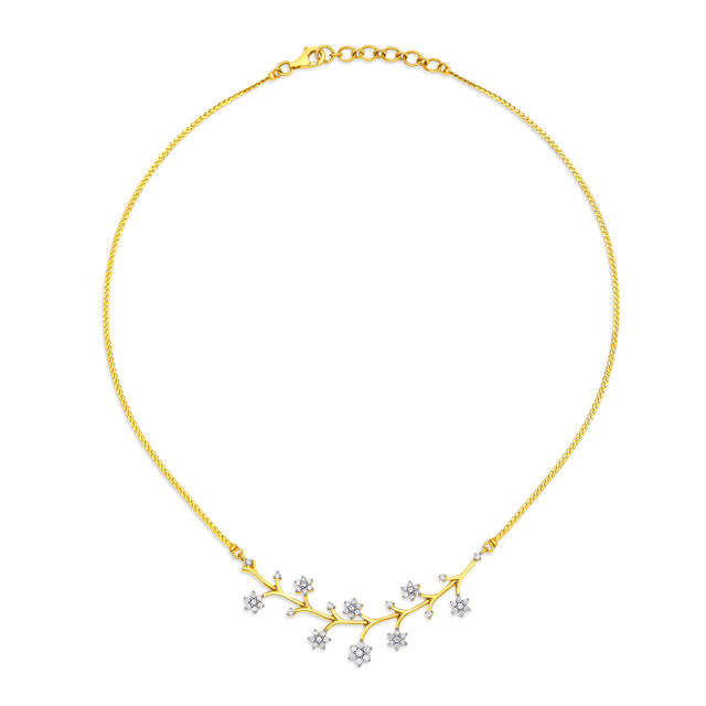 Floral Branch Pattern Diamond Necklace,,hi-res 