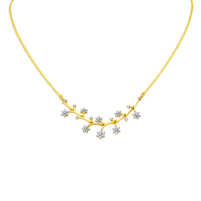 Floral Branch Pattern Diamond Necklace,,hi-res 2